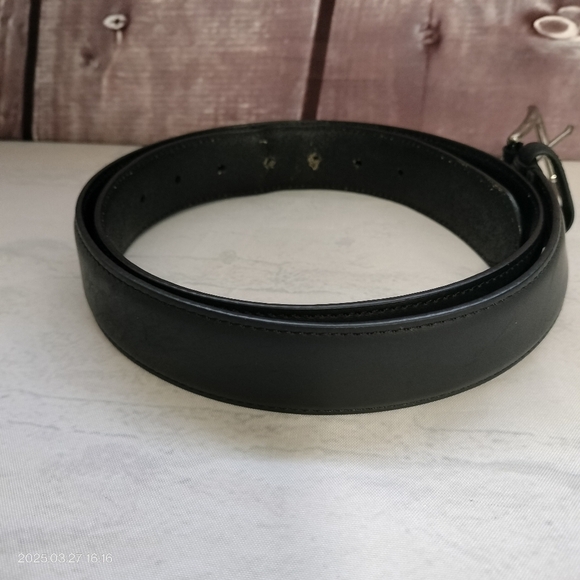 Columbia Men's Trinity Belt Black Silver Buckle Leather Lining Classic Business - Picture 4 of 11